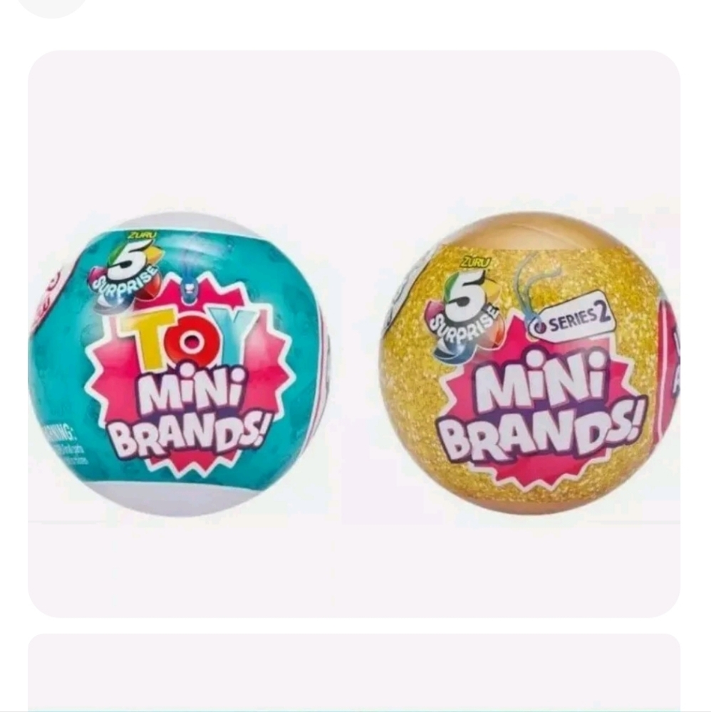 : * Zuru 5 Suprise Mini Brand Series 2 Gold Ball & 5 supriseToy Mini Brands ball
